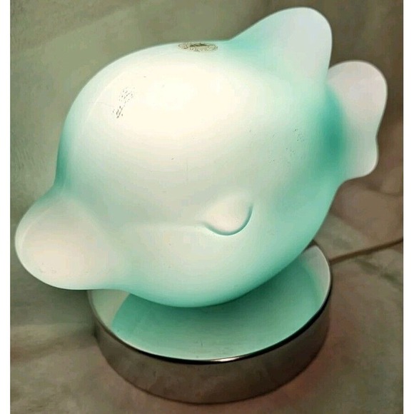 Unique Rare Vintage Hand Blown Fish Shape Lamp Teal Green Ikea